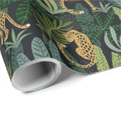 Leopard Oerwoud Forest Illustration Naadloos Cadeaupapier (Rol Hoek)