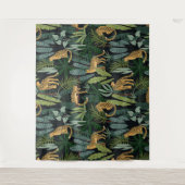 Leopard Oerwoud Forest Illustration Naadloos Wandkleed (Voorkant)