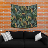 Leopard Oerwoud Forest Illustration Naadloos Wandkleed