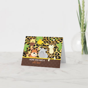 Leopard Oerwoud Vrienden Baby shower Dank u Kaarte Bedankkaart