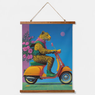 Leopard on Wheels: een stijlvolle rit, Hangend Wandkleed