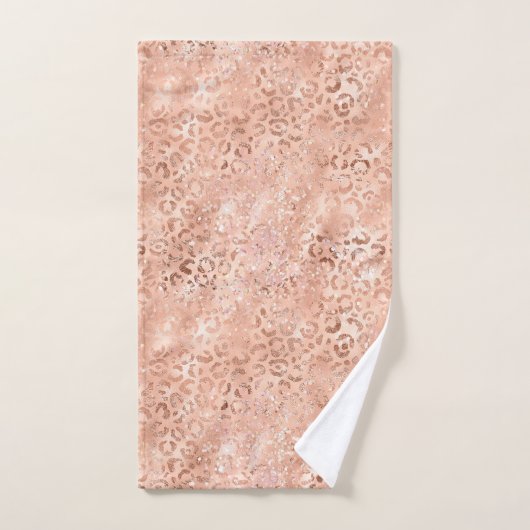 Léopard or Rose rose pâle (Serviette à main)