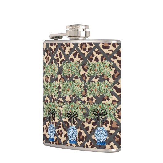 Leopard Oranje Topiary Chinoiserie Ginger Jar Heupfles (Links)