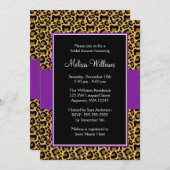 Leopard Paarse bruidsdouche uitnodigingen (Voorkant / Achterkant)