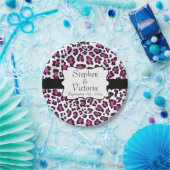 Leopard Paarse Zwart Wit Custom Paper Borden Papieren Bordje (Feest)
