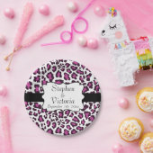 Leopard Paarse Zwart Wit Custom Paper Borden Papieren Bordje (Feest)