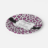 Leopard Paarse Zwart Wit Custom Paper Borden Papieren Bordje (Gekanteld)