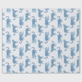 Leopard Parade in Blue and White Cadeaupapier (Vlak)