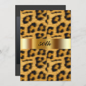 Leopard Pattern 50th Birthday Party Invitation Kaart (Voorkant / Achterkant)