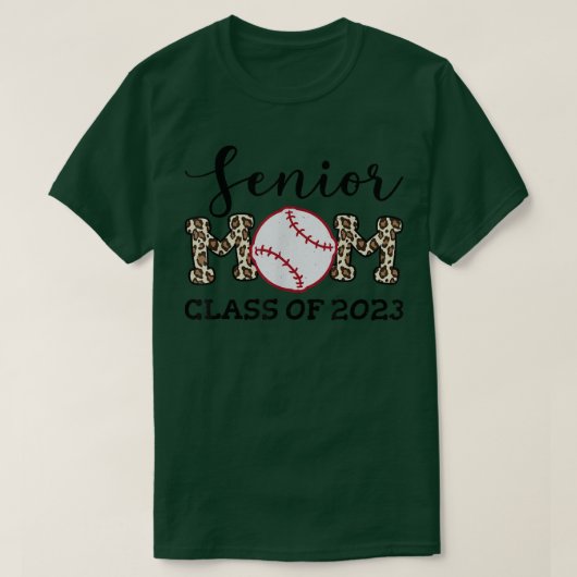 Leopard Pattern Baseball Senior Mam Class of 2023 T-shirt (Design voorkant)