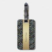 Leopard Pattern Black Bronze Monogram Bagagelabel (Achterkant verticaal)