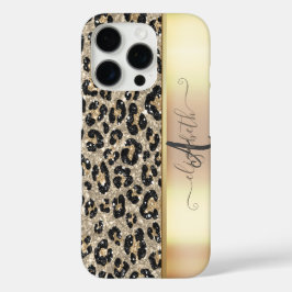 Leopard Pattern Black Bronze Monogram iPhone 16 Pro Hoesje