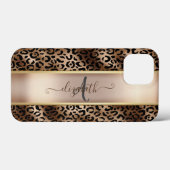Leopard Pattern Black Bronze Monogram Case-Mate iPhone Case (Achterkant (horizontaal))