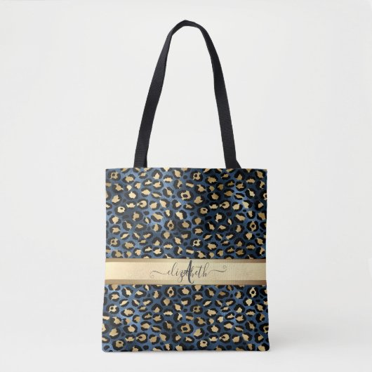 Leopard Pattern Black Bronze Monogram Draagtas (Voorkant)