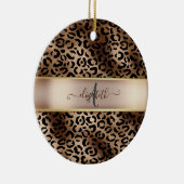Leopard Pattern Black Bronze Monogram Keramisch Ornament (Rechts)