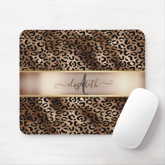 Leopard Pattern Black Bronze Monogram Muismat (Met muis)