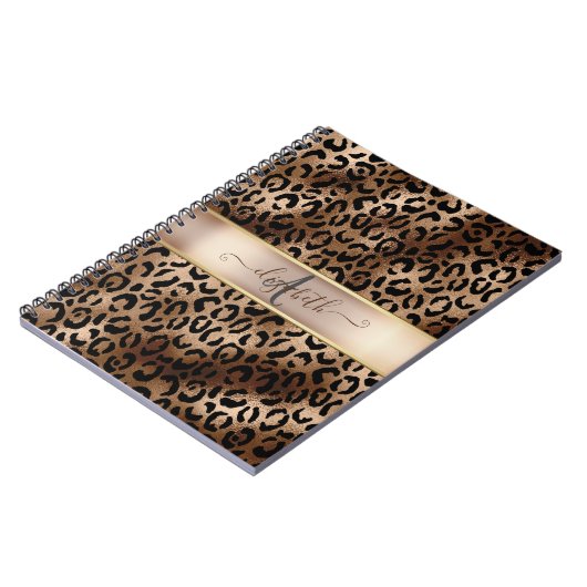 Leopard Pattern Black Bronze Monogram Notitieboek (Linkerzijde)