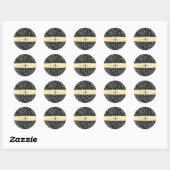 Leopard Pattern Black Bronze Monogram Ronde Sticker (Vel)