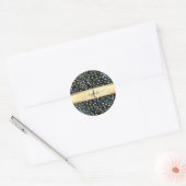 Leopard Pattern Black Bronze Monogram Ronde Sticker (Envelop)