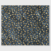 Leopard Pattern Blue Gold Cadeaupapier (Vlak)
