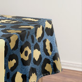 Leopard Pattern Blue Gold Monogram Tafelkleed (Voorbeeld)