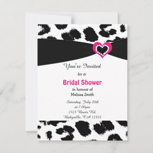 Leopard Pattern Bridal Shower Invitation Kaart (Voorkant)
