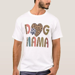 Leopard Pattern Dog's Footprint Dog Mama Dog T-shirt