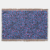 Leopard Pattern in Raspberry op Electric Blue Deken (Voorkant)