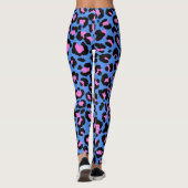 Leopard Pattern in Raspberry op Electric Blue Leggings (Achterkant)