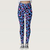 Leopard Pattern in Raspberry op Electric Blue Leggings (Voorkant)