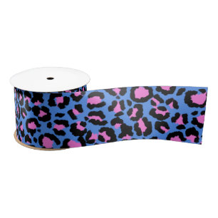 Leopard Pattern in Raspberry op Electric Blue Lint