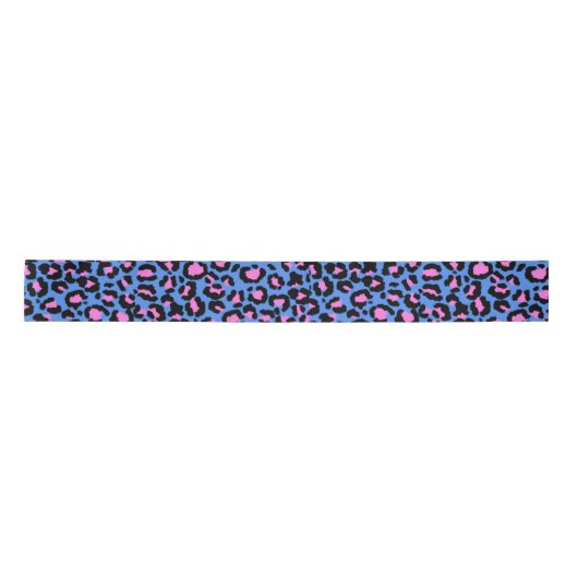 Leopard Pattern in Raspberry op Electric Blue Lint (Voorkant)