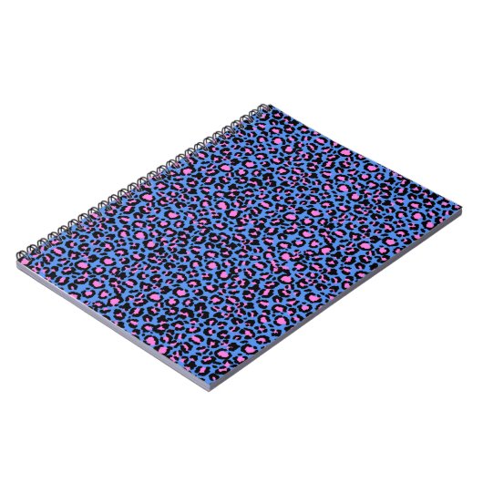 Leopard Pattern in Raspberry op Electric Blue Notitieboek (Linkerzijde)