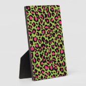 Leopard Pattern in Raspberry op Lime Green Fotoplaat (Zijkant)