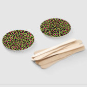 Leopard Pattern in Raspberry op Lime Green Handwaaier (Niet-gemonteerd)