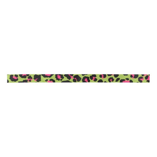 Leopard Pattern in Raspberry op Lime Green Lint (Voorkant)
