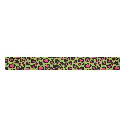 Leopard Pattern in Raspberry op Lime Green Lint (Voorkant)