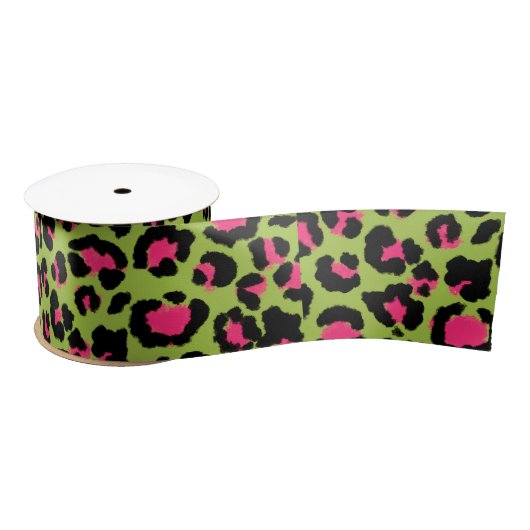 Leopard Pattern in Raspberry op Lime Green Lint (Spoel)