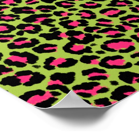 Leopard Pattern in Raspberry op Lime Green Poster (Hoek)