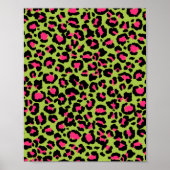Leopard Pattern in Raspberry op Lime Green Poster (Voorkant)