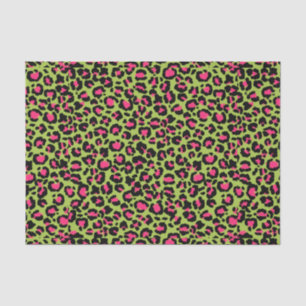 Leopard Pattern in Raspberry op Lime Green Tissuepapier