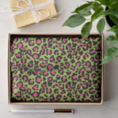 Leopard Pattern in Raspberry op Lime Green Tissuepapier (Geschenk)
