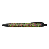 Leopard Pattern in Raspberry op Lime Green Zwarte Inkt Pen (Bovenkant)