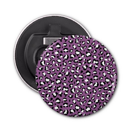 Leopard Pattern, Leopard Spots, Paarse Leopard Button Flesopener (Voorkant)