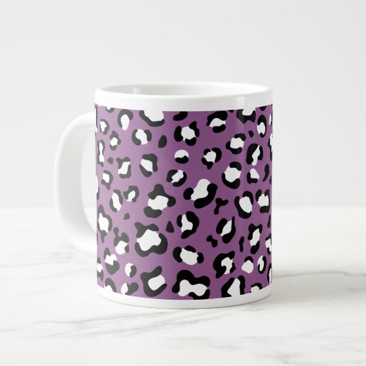Leopard Pattern, Leopard Spots, Paarse Leopard Extra Grote Beker (Voorkant links)