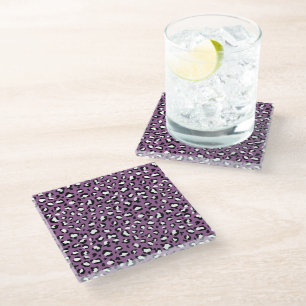 Leopard Pattern, Leopard Spots, Paarse Leopard Glazen Onderzetter