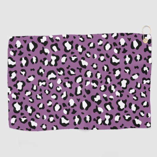 Leopard Pattern, Leopard Spots, Paarse Leopard Golfhanddoek (Horizontaal)