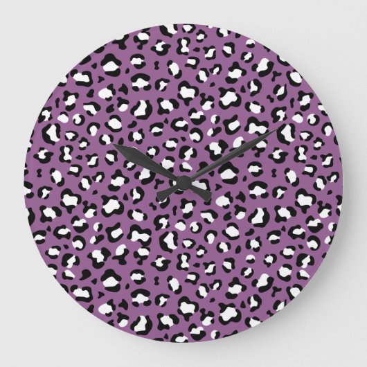 Leopard Pattern, Leopard Spots, Paarse Leopard Grote Klok (Voorkant)