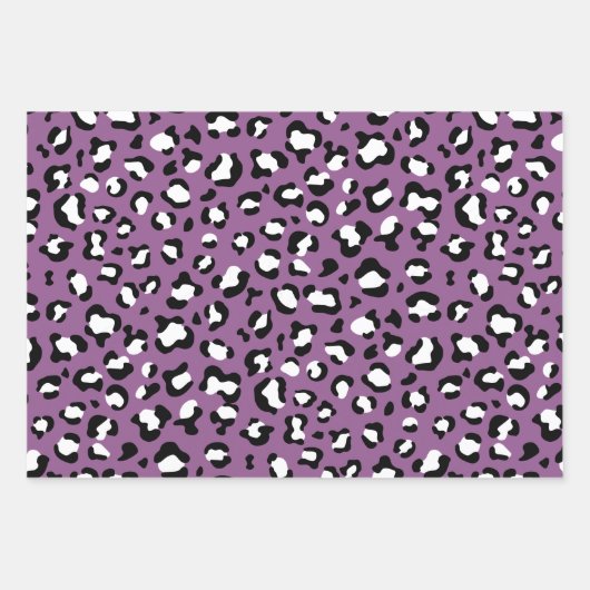 Leopard Pattern, Leopard Spots, Paarse Leopard Inpakpapier Vel (Voorkant)
