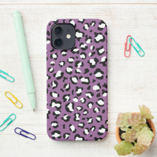 Leopard Pattern, Leopard Spots, Paarse Leopard iPhone 12 Hoesje